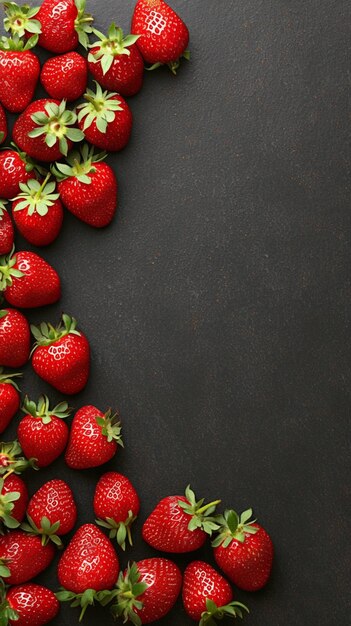 Fresh strawberries arranged on sleek slate background vibrant colors Vertical Mobile Wallpaper