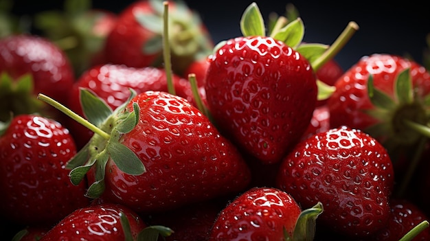 fresh strawberries on a black background