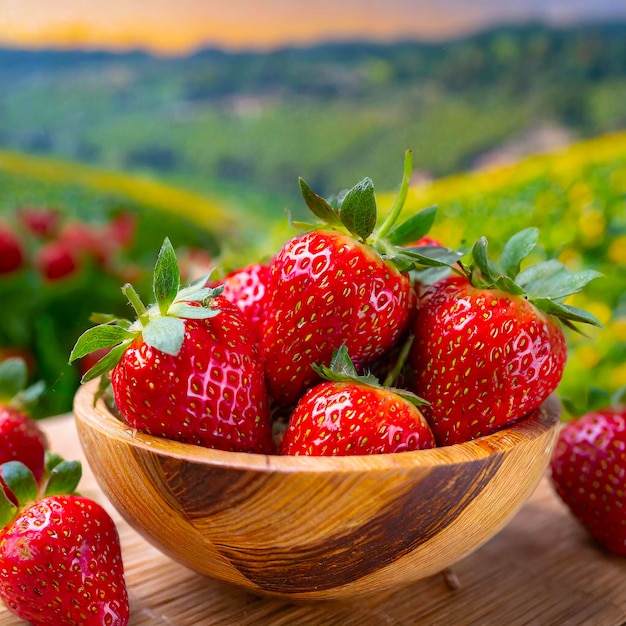 Photo fresh strawberries in a bowl