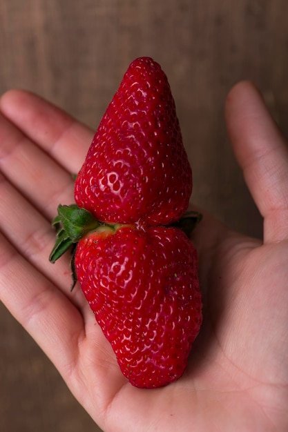 Fresh strawberries Conjoined twin red ripe