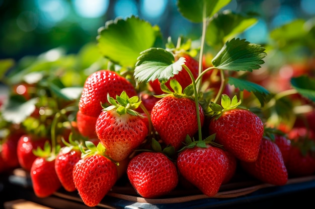 Fresh strawberries in the gardengenerative ai