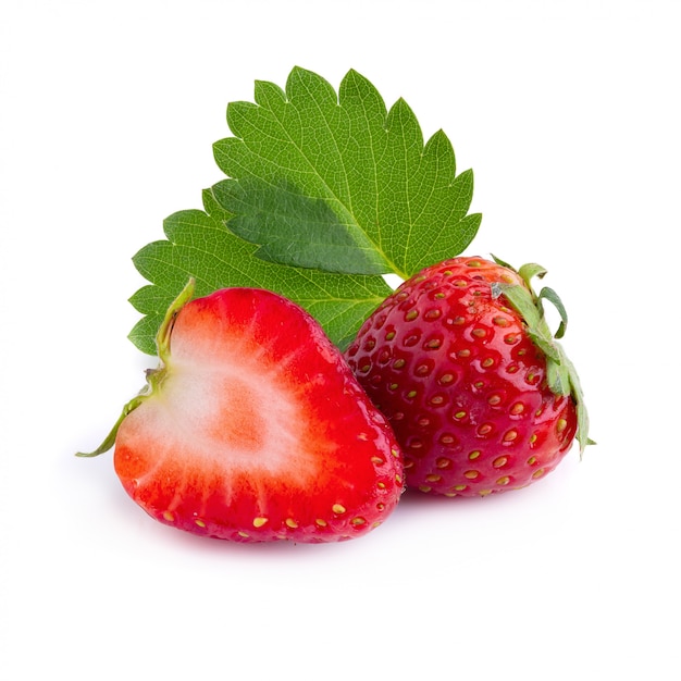 Fresh strawberries isolated on a white background