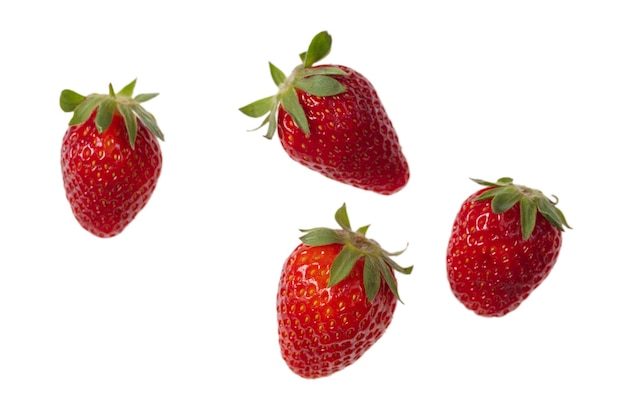 Fresh strawberries isolated on white background