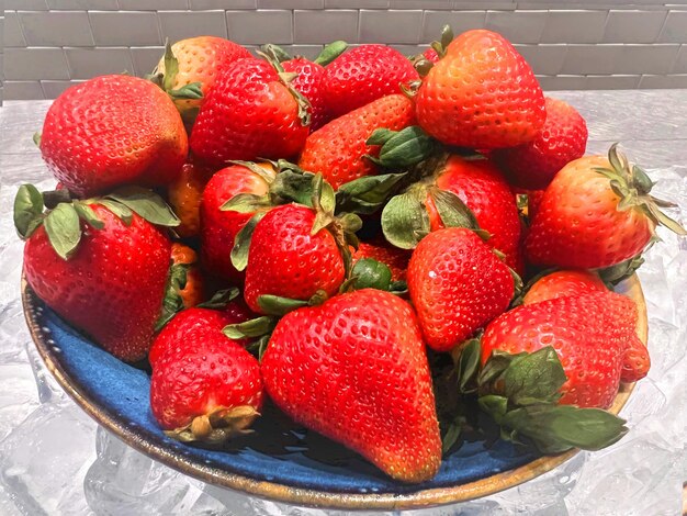 Fresh strawberries on the plate