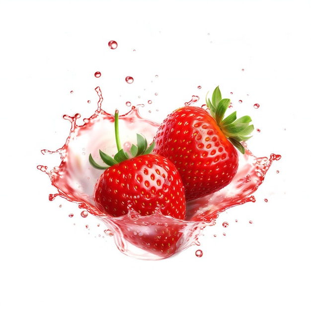 Fresh strawberries and splash of water