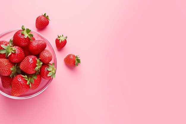 fresh strawberries in transparent glass bowl flat la