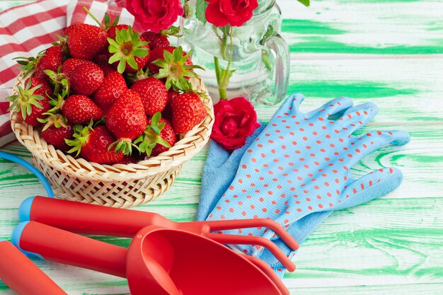 Fresh strawberry in basket