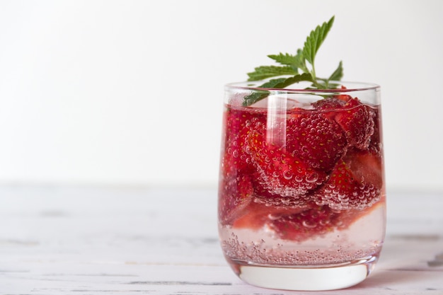 Fresh strawberry cocktail. Free copyspace. 