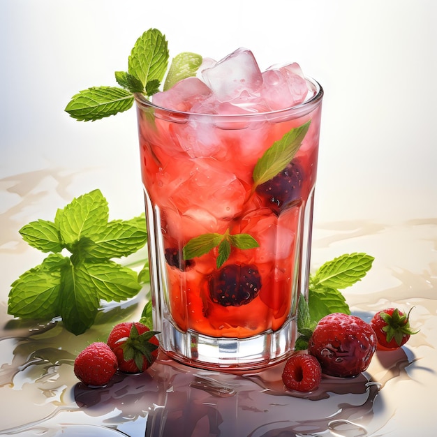 Fresh strawberry cocktail in a glass