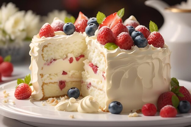 Fresh strawberry cream cake