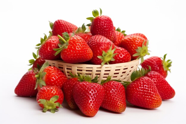 Fresh strawberry fruit display on white background