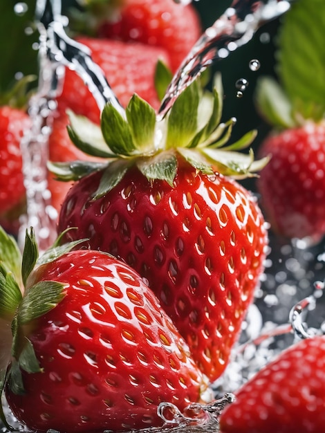 신선한 딸기 과일 스플래시 물 사진