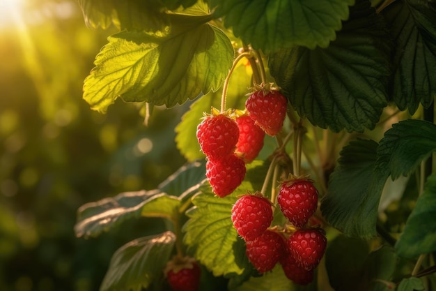 fresh strawberry on the green foliage background