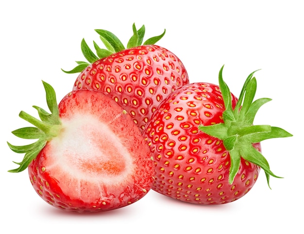 Fresh strawberry isolated on white background Strawberry clipping path Fresh organic strawberry