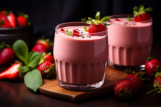 Fresh Strawberry milkshake with chocolate