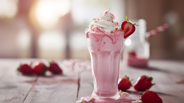 Fresh strawberry milkshake