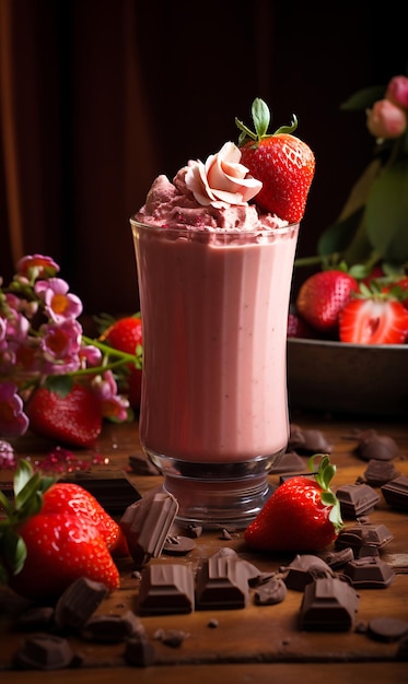 Fresh Strawberry smoothies in a glass