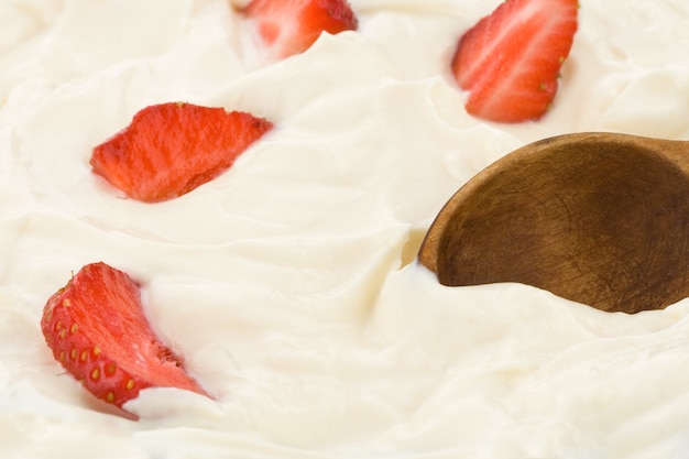 Fresh strawberry in sour cream