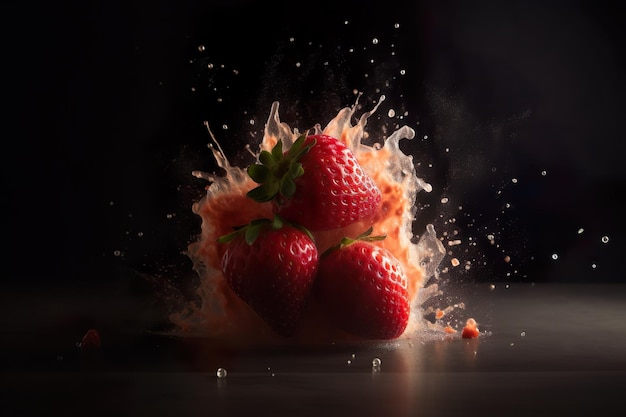 Fresh Strawberry vortex with water splash