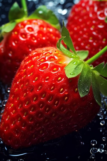 Fresh strawberry with drops of water