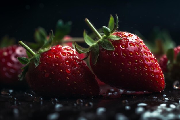 Fresh strawberry with drops of water