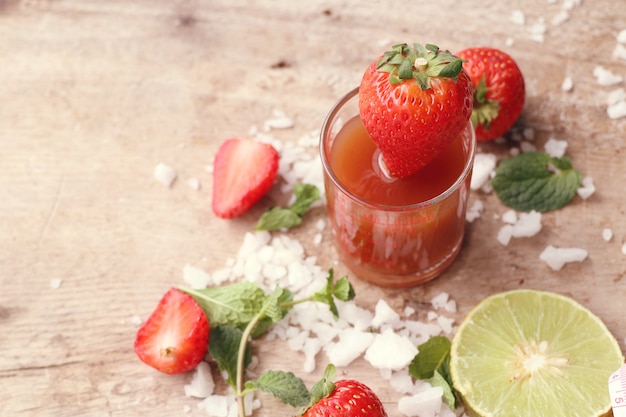 Fresh strawberry with juice