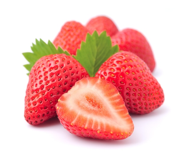 Fresh strawberry with leaves.