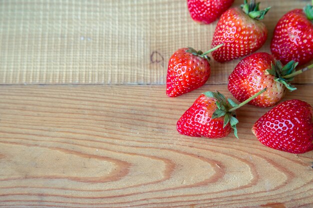 fresh strawberry on wooden background