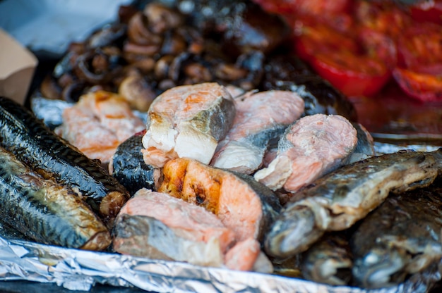 Fresh street food closeup