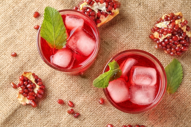 Fresh summer cocktail in glasses on table