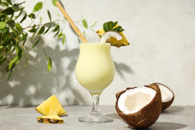 fresh summer cocktail pina colada fresh summer drink concept