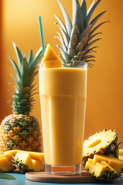 fresh summer cocktail Pineapple Mango Coconut Smoothie drink