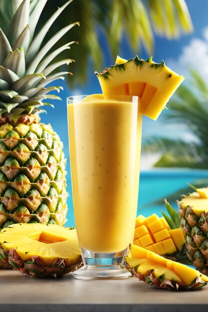 fresh summer cocktail Pineapple Mango Coconut Smoothie drink