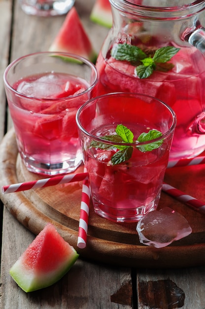 Fresh summer cocktail with watermelon