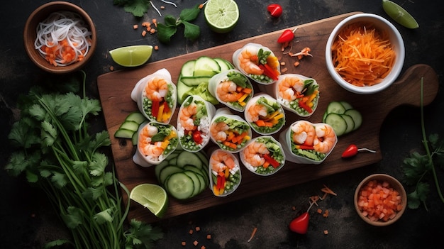 Fresh summer rolls with shrimp and vetgetables