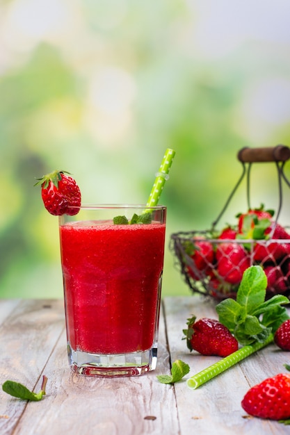 Fresh summer strawberry smoothie