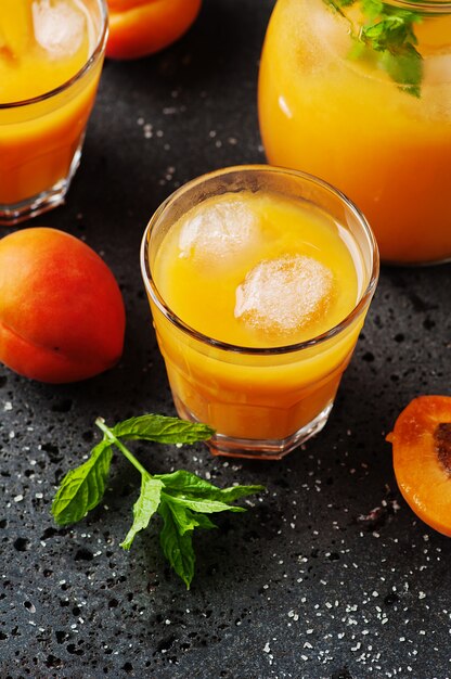 Fresh sweet apricot juice and mint