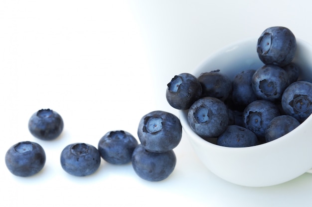 Fresh and sweet blueberry on white background, healthy fruit and diet.