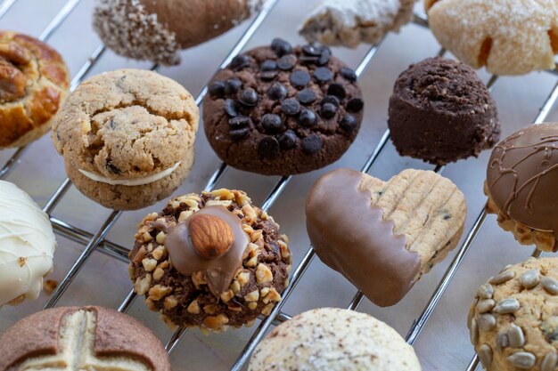 Fresh sweet cookies on a white background