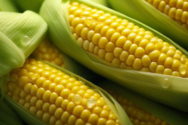 Fresh sweet corn very closeup Corn closeup shoot Fresh corn background fresh corn