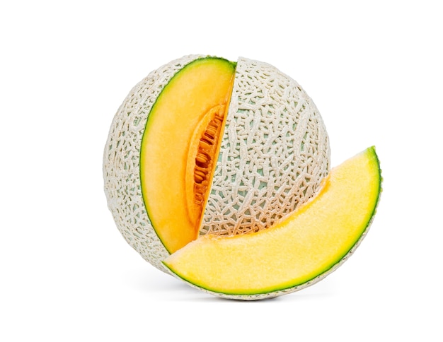 Fresh sweet green melon on over white background