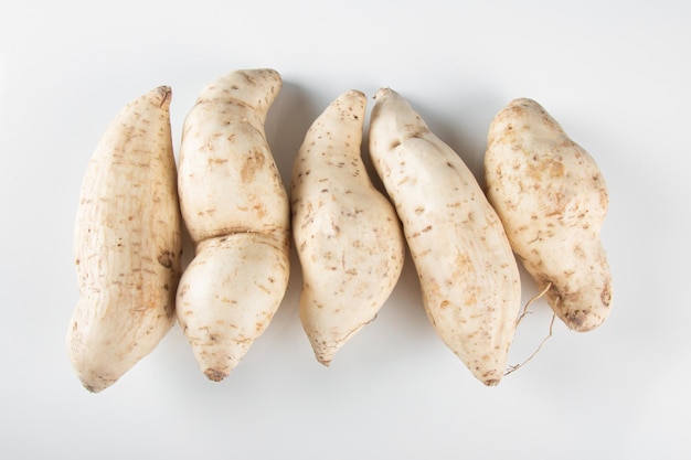 Fresh sweet potato with white background