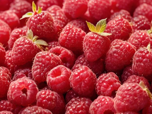 Photo fresh and sweet raspberries background fresh organic ripe raspberry bunch of red raspberries