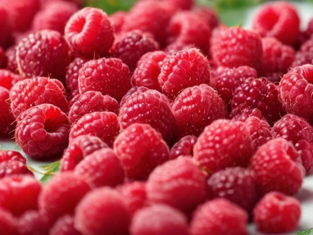 Photo fresh and sweet raspberries background fresh organic ripe raspberry bunch of red raspberries