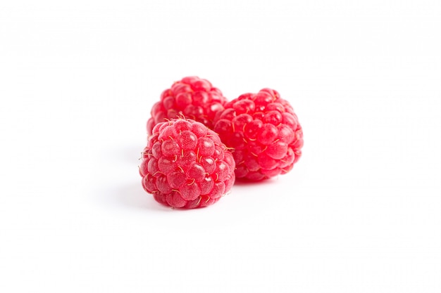 Fresh sweet raspberries isolated 