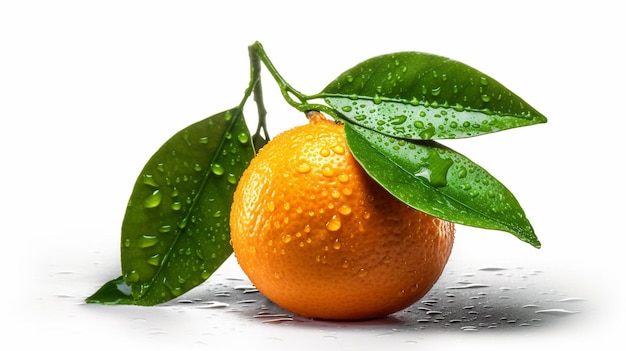 Fresh tangerine with green leaves on black background with copy spacegenerative ai