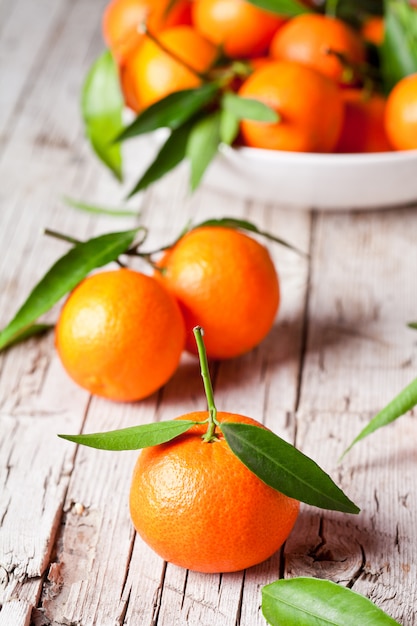 Fresh tangerines with leaves 