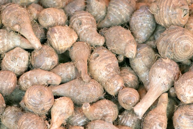 Fresh taro in market