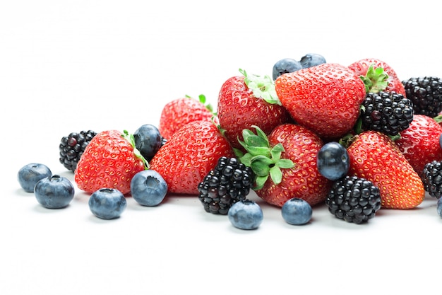 Fresh tasty berry mix isolated 