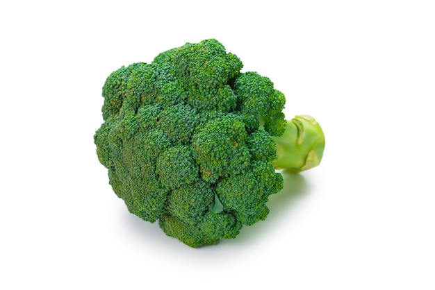 Fresh tasty broccoli isolated on white background.